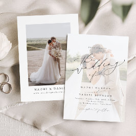 Moderne Chic Script Elegante Trouwfoto  Kaart