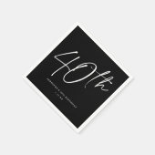 Moderne Chic Script Fortieth 40th Birthday Party Servet (Hoek)