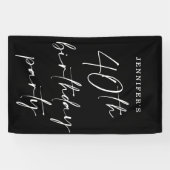 Moderne Chic Script Fortieth 40th Birthday Party Spandoek (Horizontaal)