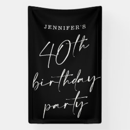 Moderne Chic Script Fortieth 40th Birthday Party Spandoek