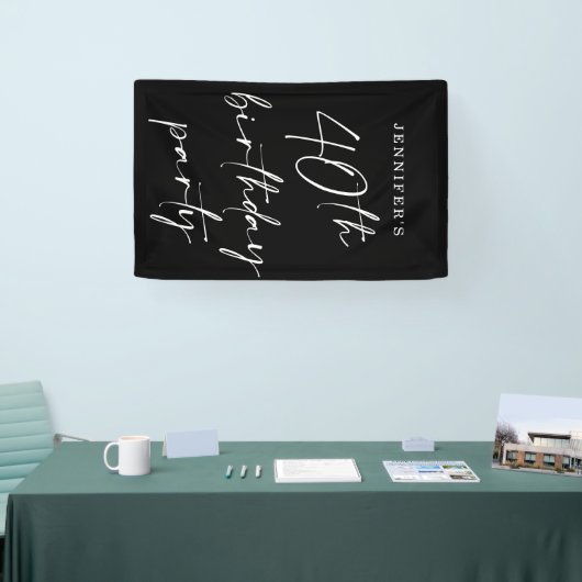Moderne Chic Script Fortieth 40th Birthday Party Spandoek (Beurs)