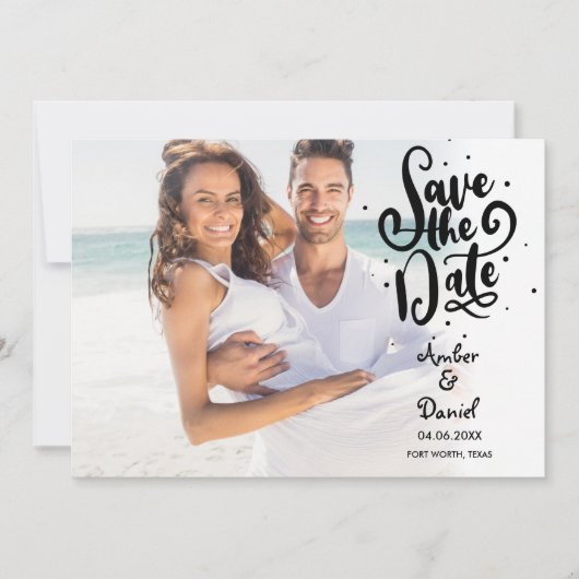 Moderne Chic Script Foto Save The Date (Voorkant)