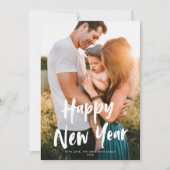 Moderne Chic Script Gelukkig Nieuwjaar Eén Foto Feestdagenkaart (Voorkant)