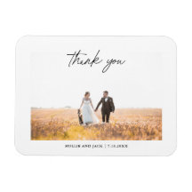 Moderne chic script handgeschreven trouwfoto magne
