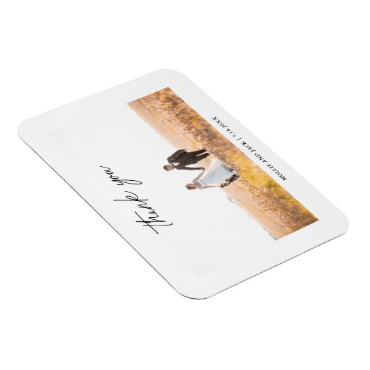 Moderne Chic Script Handwriting Weduwfoto Magne Magneet (Rechterzijde)