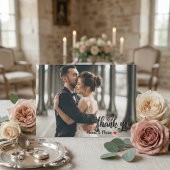 Moderne chic script hart trouwfoto bedankkaart