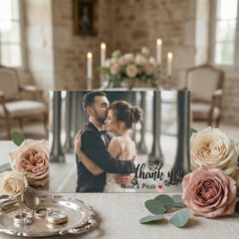 Moderne chic script hart trouwfoto bedankkaart