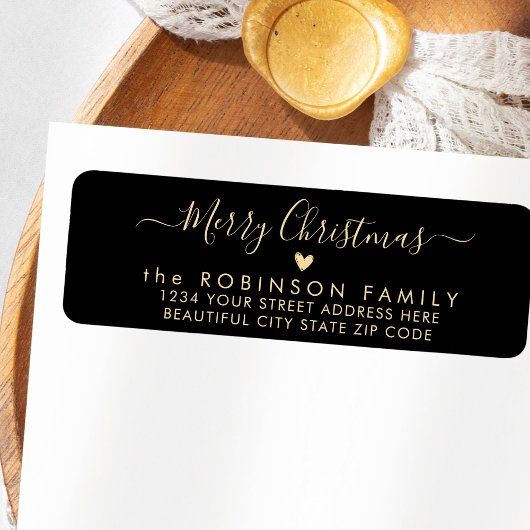 Moderne Chic Script Kerstmis-terugzendadreslabel Etiket
