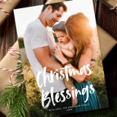 Moderne chic script Kerstwensen één foto Feestdagenkaart