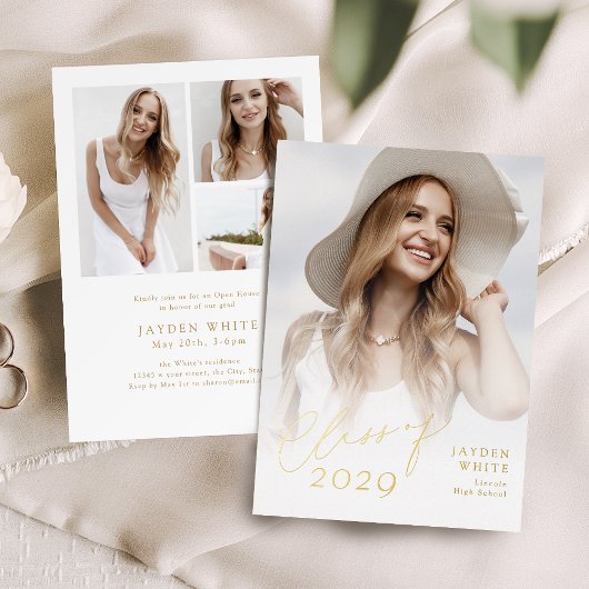 Moderne Chic Script Klas van 2025 Foto Afstuderen Folie Uitnodiging