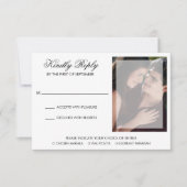 Moderne chic Script maaltijdfoto-bruiloft RSVP Kaartje (Voorkant)
