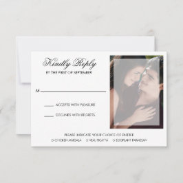 Moderne chic Script maaltijdfoto-bruiloft RSVP Kaartje