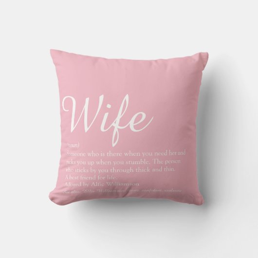 Moderne Chic Script Meisjesachtig Roze Leuk Defini Kussen (Voorkant)
