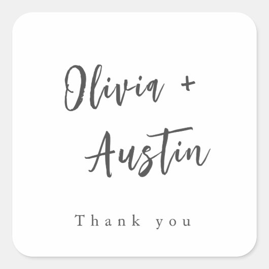 Moderne Chic Script minimalist bruiloft Vierkante Sticker (Voorkant)