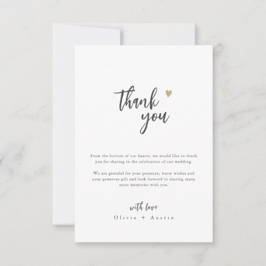 Moderne Chic Script Minimalist Weddenschap Bedankkaart (Voorkant)