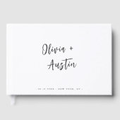 Moderne Chic Script Minimalist Weddenschap Gastenboek (Voorkant)