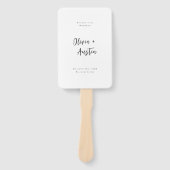 Moderne Chic Script Minimalist Weddenschap Handwaaier (Voorkant)