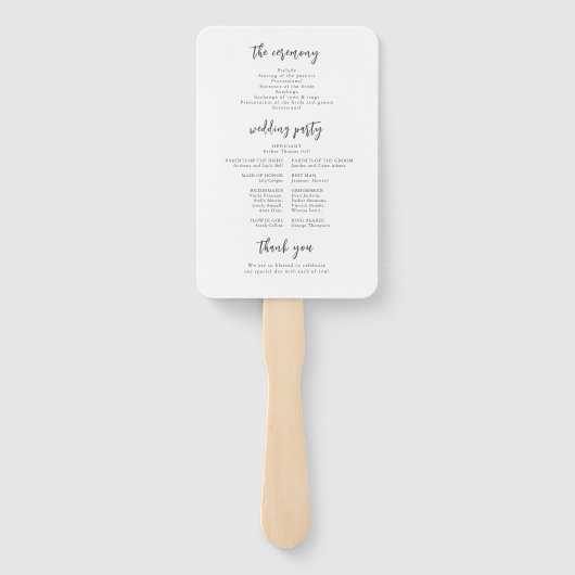 Moderne Chic Script Minimalist Weddenschap Handwaaier (Achterkant)
