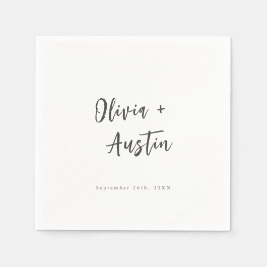 Moderne Chic Script Minimalist Weddenschap Servet (Voorkant)