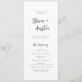 Moderne Chic Script Minimalist Wedding Program Programmakaart (Voorkant)