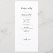 Moderne Chic Script Minimalist Wedding Program Programmakaart (Achterkant)