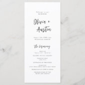 Moderne Chic Script Minimalist Wedding Program Programmakaart (Voorkant)