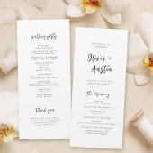 Moderne Chic Script Minimalist Wedding Program Programmakaart