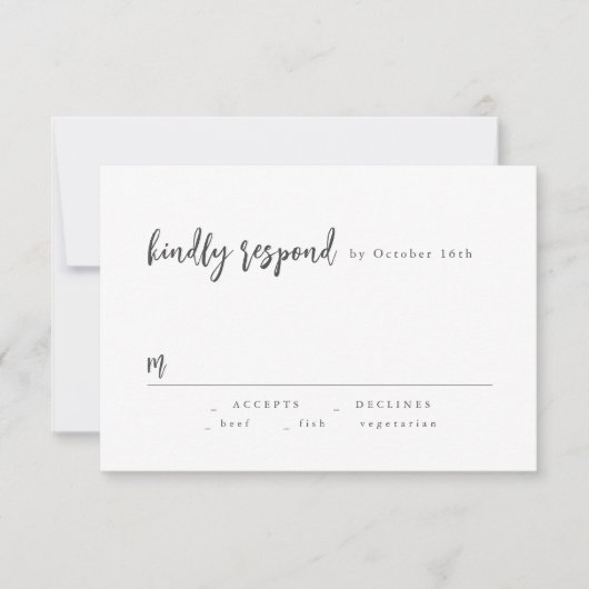 Moderne Chic Script Minimalist Wedding RSVP (Voorkant)