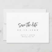 Moderne Chic Script Minimalistische Bewaar De Datu Save The Date (Voorkant)