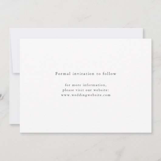 Moderne Chic Script Minimalistische Bewaar De Datu Save The Date (Achterkant)