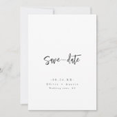 Moderne Chic Script Minimalistische Bewaar De Datu Save The Date (Voorkant)
