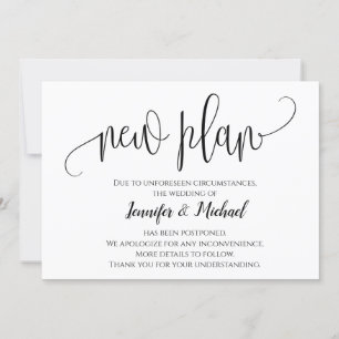 Moderne Chic Script Nieuwe Plan Uitgestelde Aankon Kaart