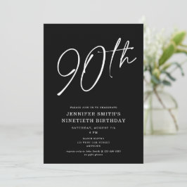 Moderne Chic Script Ninetieth 90th Birthday Party Kaart