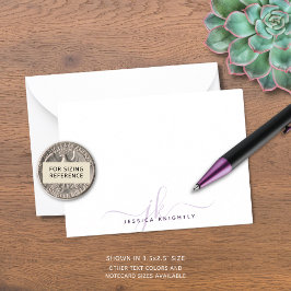 Moderne Chic Script Paarse Monogram Initialen Notitiekaartje