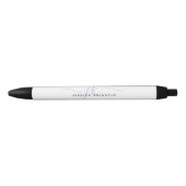 Moderne Chic Script Paarse Monogram Initialen Zwarte Inkt Pen (Voorkant)