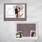 Moderne chic script pasgetrouwd roze foto kalender
