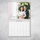 Moderne chic script pasgetrouwd roze foto kalender