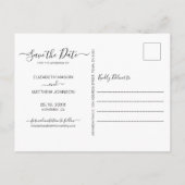 Moderne Chic Script Photo Collage slaat Date Ann o Aankondigingskaart (Achterkant)