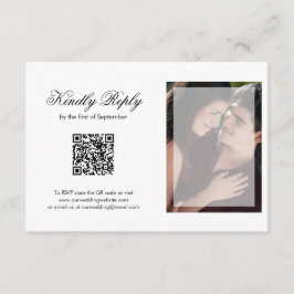 Moderne Chic Script Photo QR Code Weddenschap RSVP Kaartje