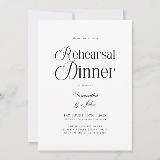 Moderne Chic Script Proefbruiloftdiner Kaart (Voorkant)
