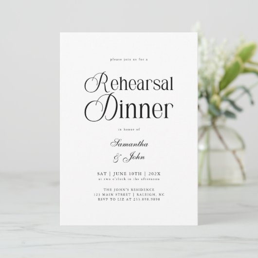 Moderne Chic Script Proefbruiloftdiner Kaart (Staand voorkant)