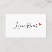 Moderne Chic Script Red Love Heart Visitekaartje (Voorkant)