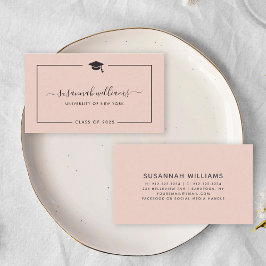 Moderne Chic Script Roos Afstuderen Roepkaart Visitekaartje