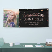 Moderne chic Script Roos Gold Afstuderen Foto Spandoek (Beurs)