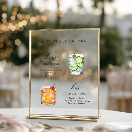 Moderne & Chic Script Signature Dranken Cocktail Acryl Bord