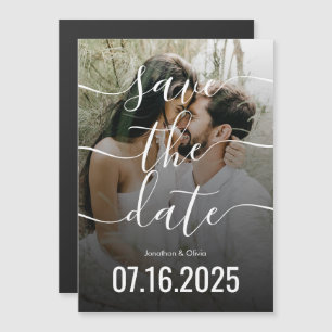 Moderne Chic Script Typography Photo Save the Date Magnetische Uitnodiging
