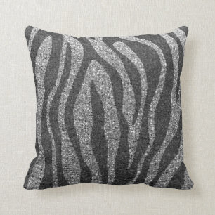 Moderne Chic Silver en Black Glitter Animal Print Kussen