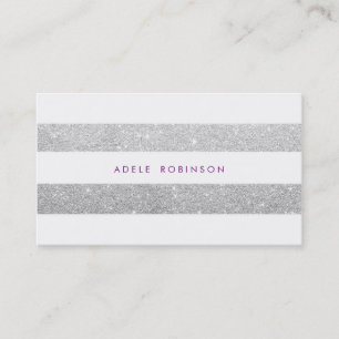 Moderne Chic Silver Hip Glitter White Striped Visitekaartje