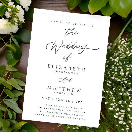 Moderne chic Simple Elegant Typography Wedding Kaart