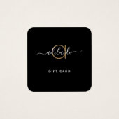 Moderne Chic Simple Monogram Black Gold Gift Kaart (Voorkant)